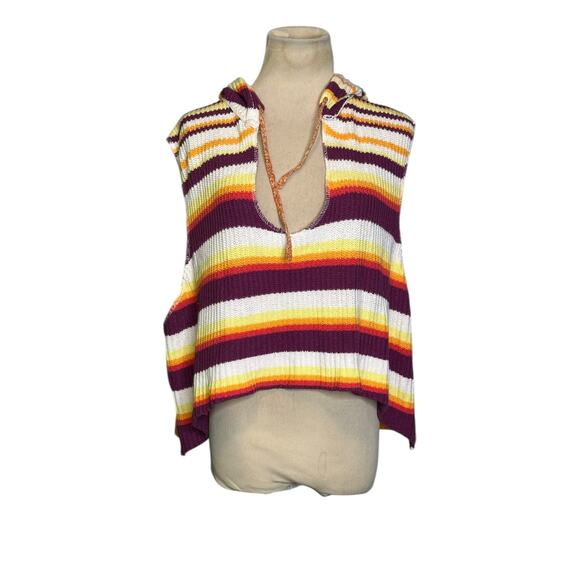 BDG colorful vibrant striped slouchy knit hoodie sweater Vest Size XS - Picture 13 of 14